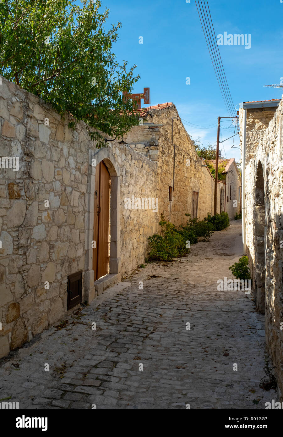 A back street in the village of Lofou, Cyprus. Stock Photo