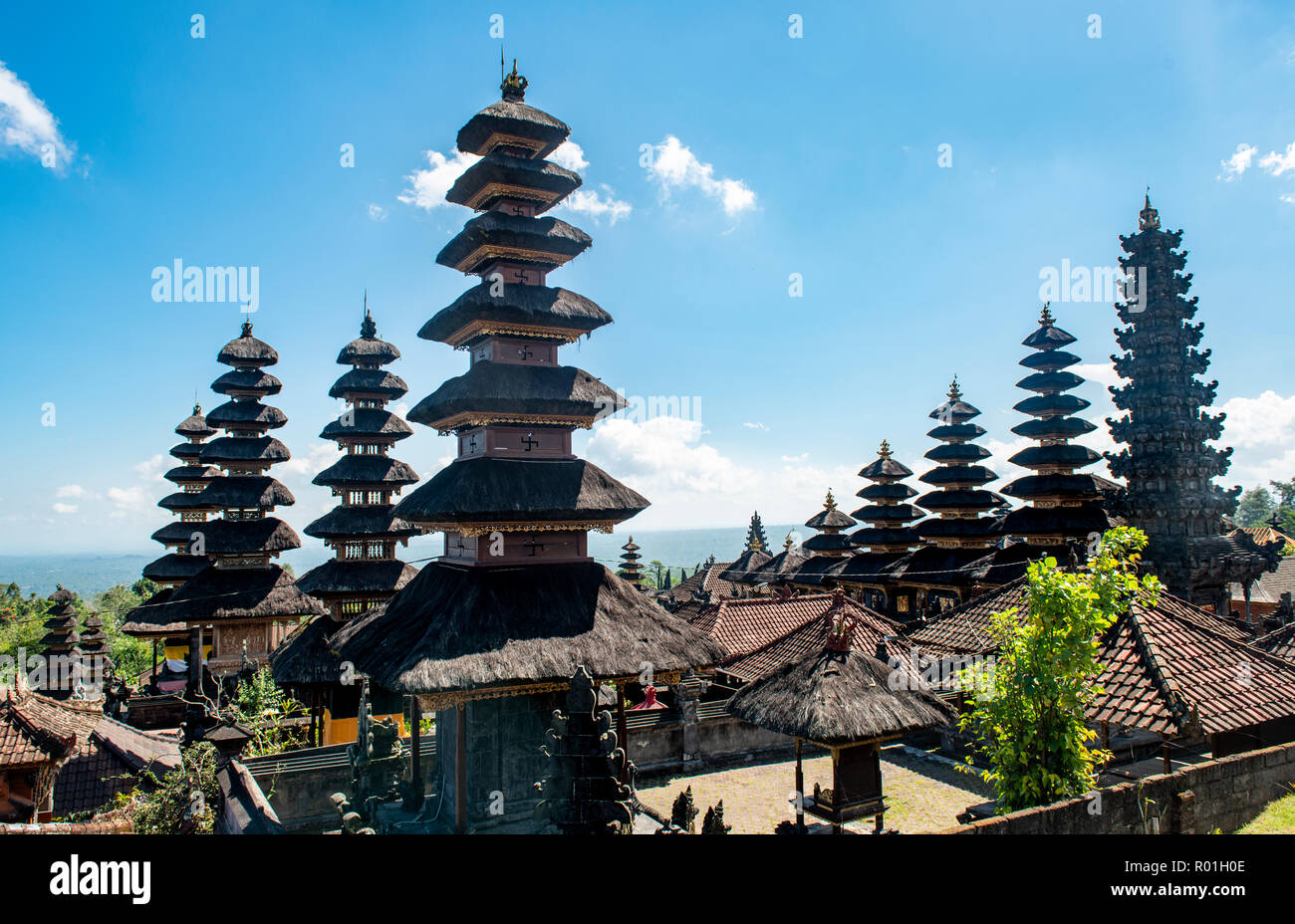 Pagodas, Mother Temple, Besakih temple, Pura Agung Besakih Penetaran, Bali-Hinduism, Banjar Besakih, Bali, Indonesia Stock Photo