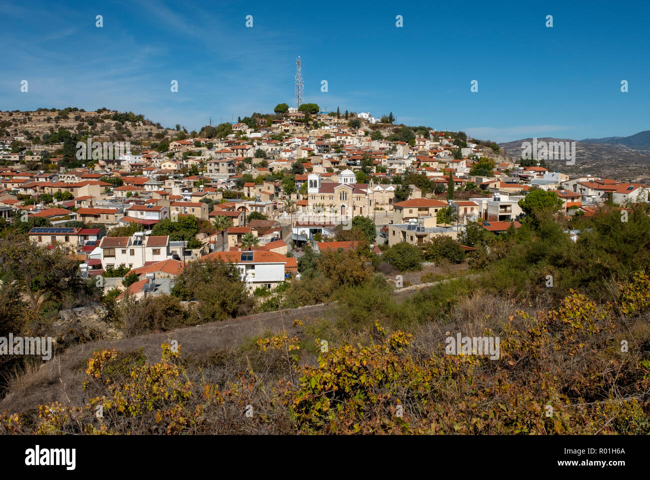 Pachna village in the Limassol district of Cyprus. Stock Photo