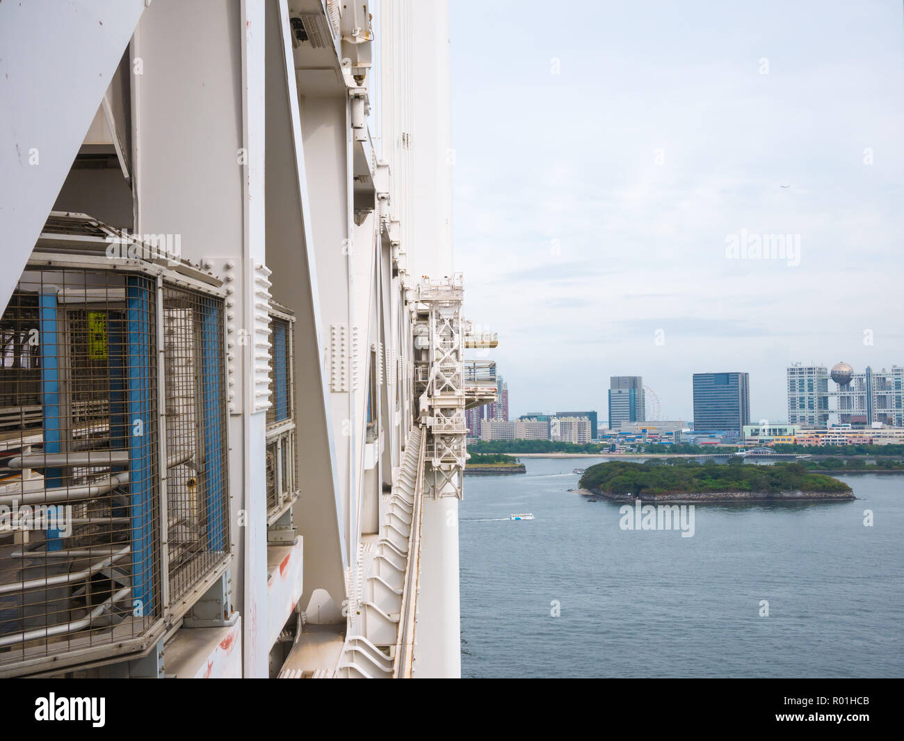 View From The Pedestrian Path Of Rainbow Bridge Tokyo Japan