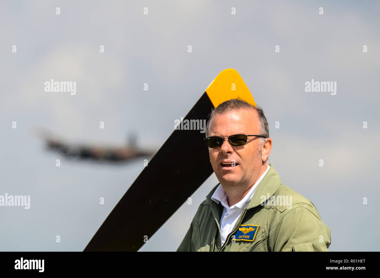 Pilot Dave Evans, freelance commercial pilot and has flown and displayed many plane types including airshow air display flying and as an instructor Stock Photo
