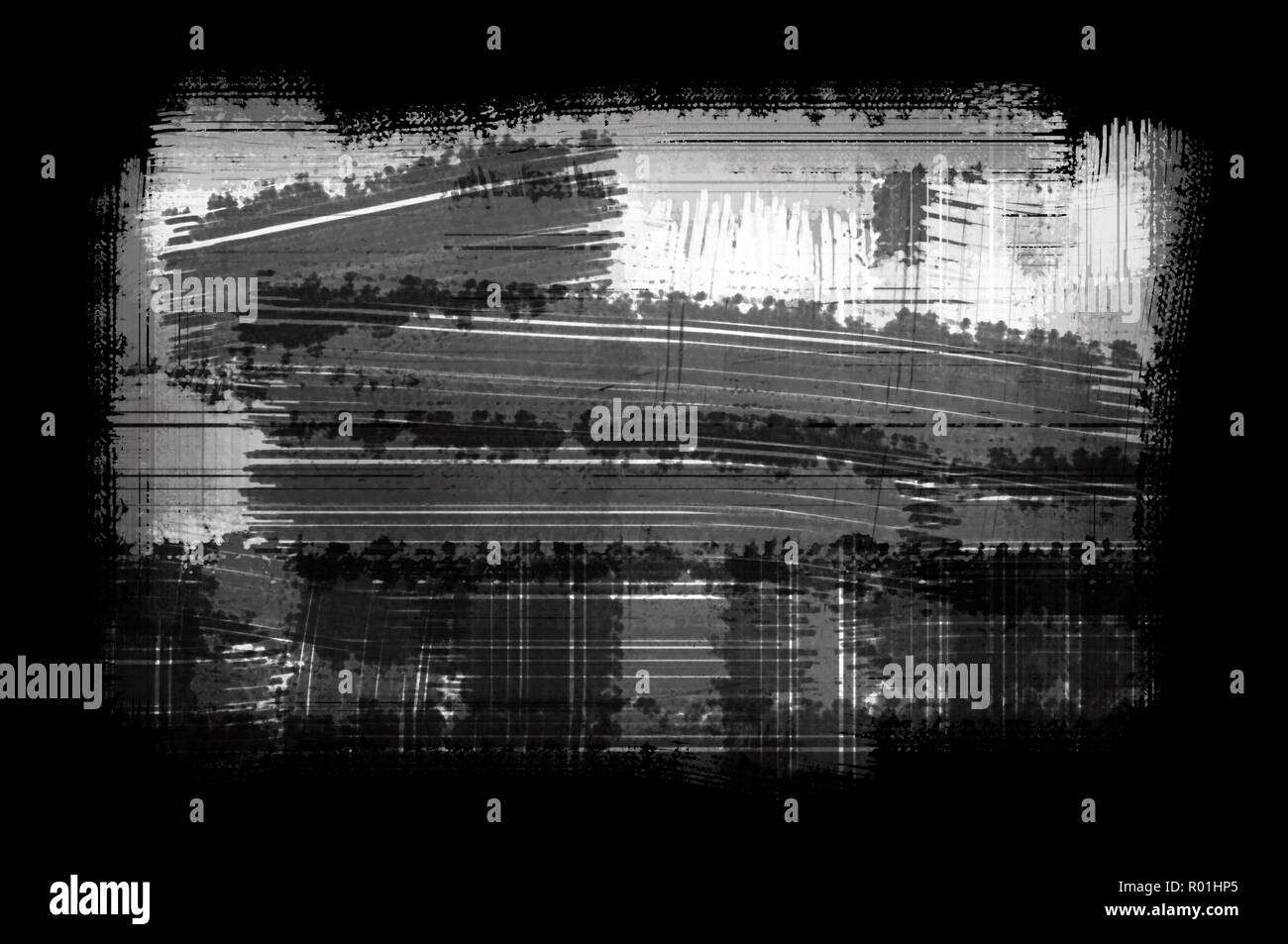 Painted Black and White Abstract Background Created Digitally Stock