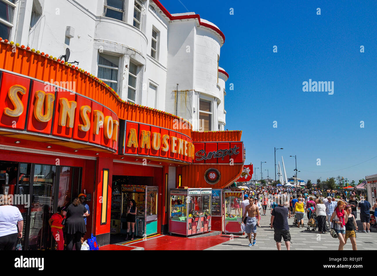 Southend on Sea seafront, Essex, UK during the town's airshow. Busy