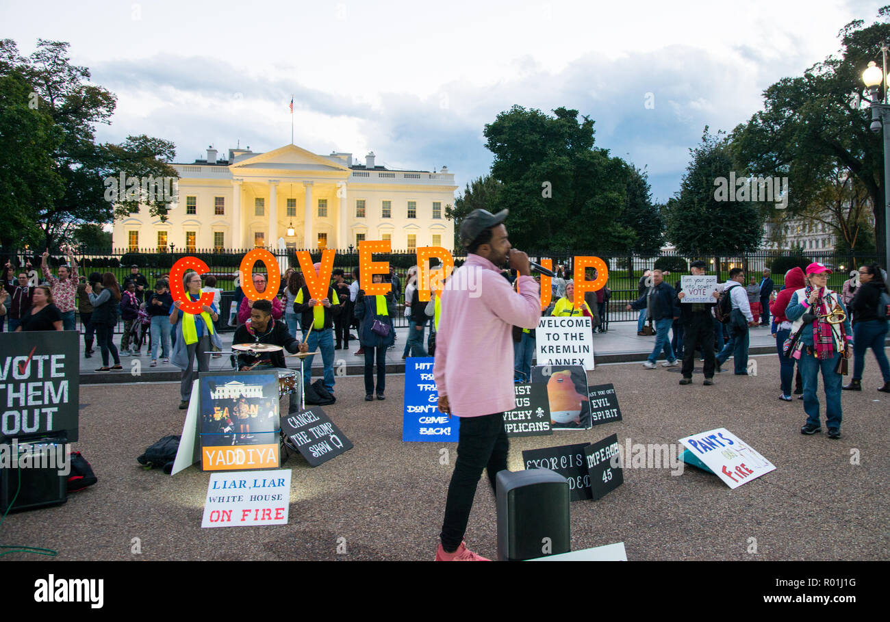 black African American protesting in front of the White House Stock Photo