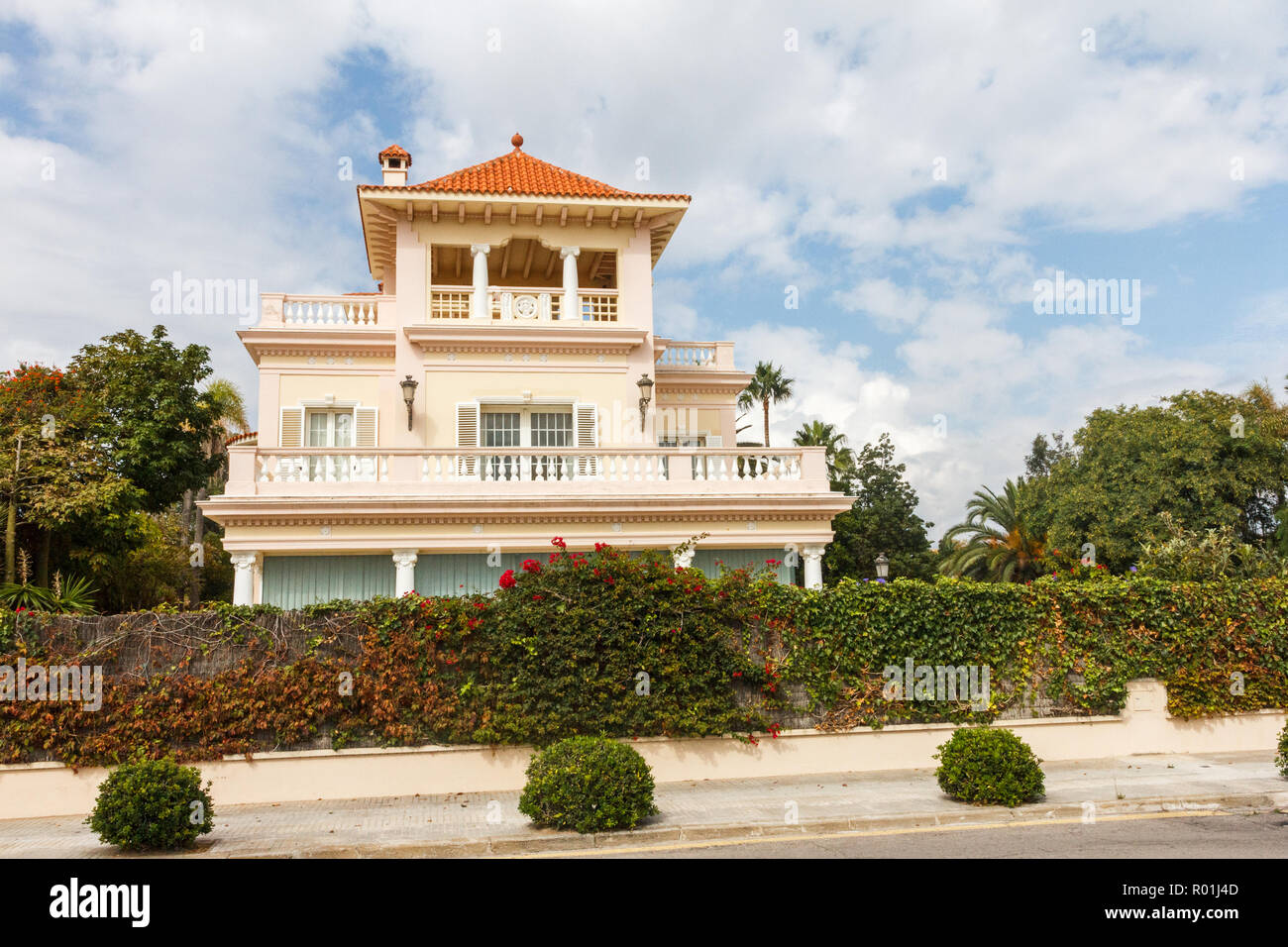Typical Spanish villa on the promenade, Sitges, Spain Stock Photo Alamy