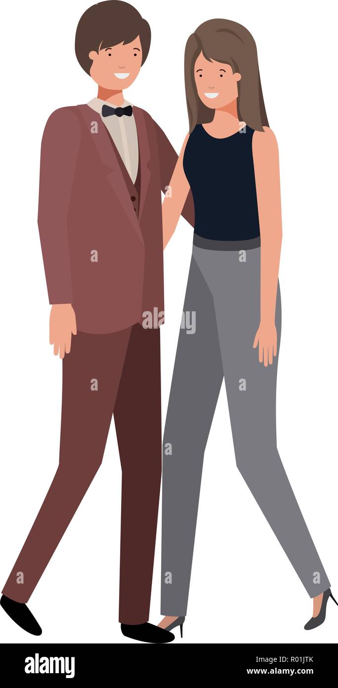 young couple of business avatar character vector illustration desing ...