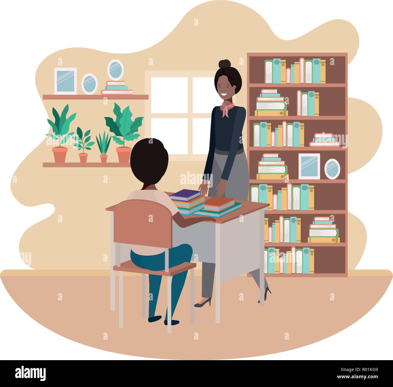 female teacher in the classroom with student Stock Vector Image & Art ...