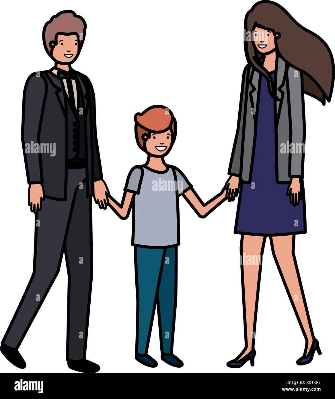 parents couple with son avatar character Stock Vector Image & Art - Alamy