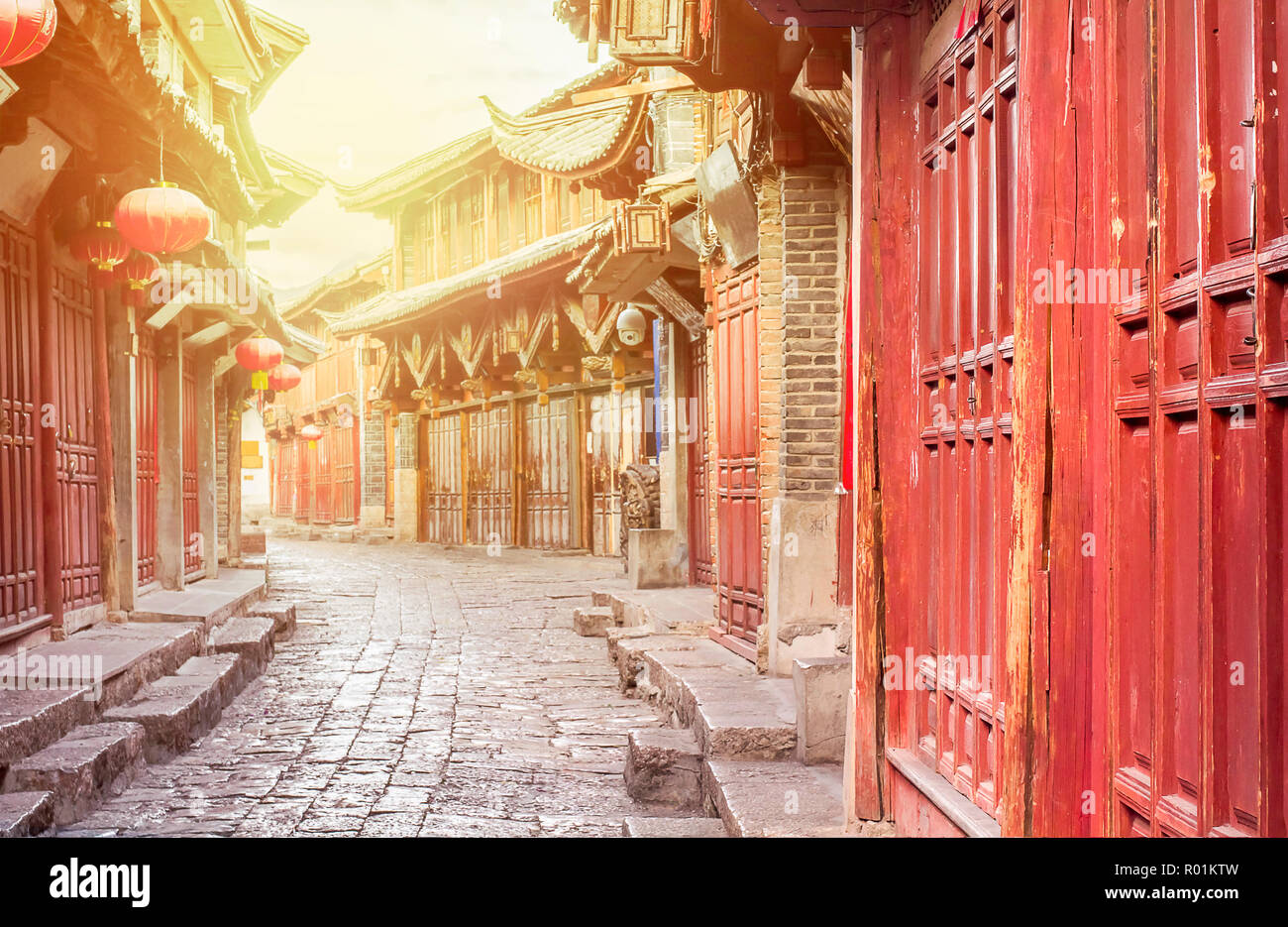 Lijiang old town in morning , Yunnan province, China. Stock Photo