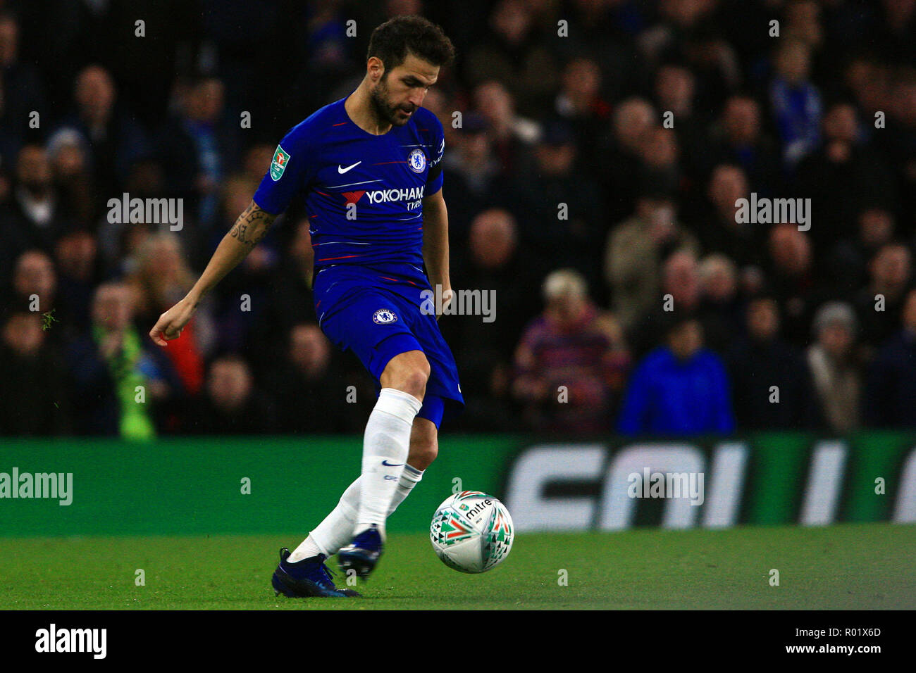 Cesc Fabregas of Chelsea in action. EFL Carabao Cup, round 4 match, Chelsea v Derby County at Stamford Bridge in London on Wednesday 31st October 2018.  this image may only be used for Editorial purposes. Editorial use only, license required for commercial use. No use in betting, games or a single club/league/player publications. pic by Steffan Bowen/ Andrew Orchard sports photography/Alamy Live news Stock Photo