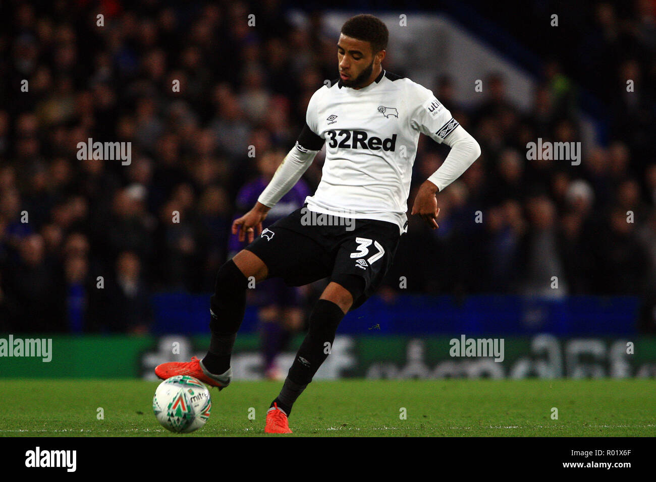Jayden Bogle of Derby County in action. EFL Carabao Cup, round 4 match, Chelsea v Derby County at Stamford Bridge in London on Wednesday 31st October 2018.  this image may only be used for Editorial purposes. Editorial use only, license required for commercial use. No use in betting, games or a single club/league/player publications. pic by Steffan Bowen/ Andrew Orchard sports photography/Alamy Live news Stock Photo
