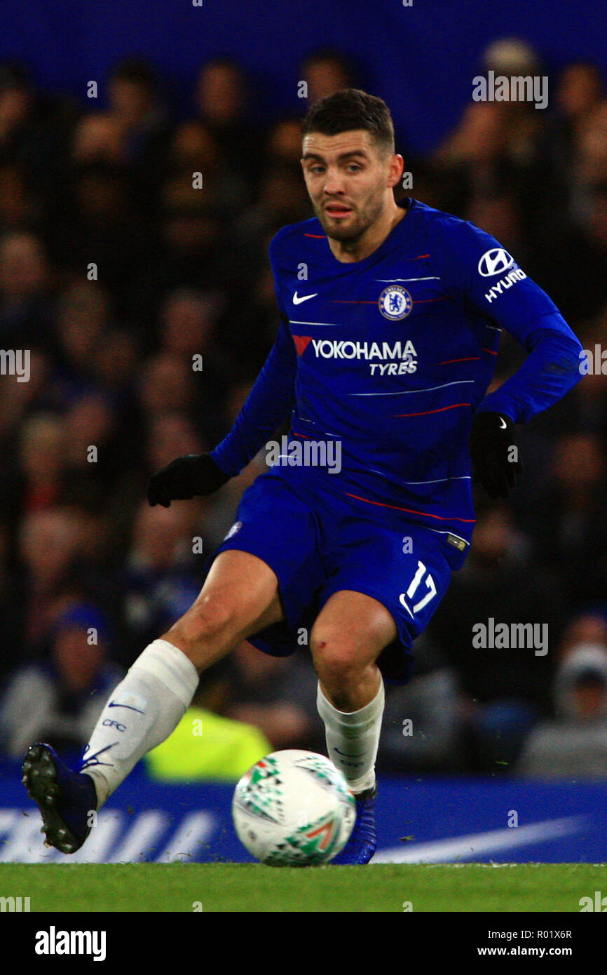 Mateo Kovacic of Chelsea in action. EFL Carabao Cup, round 4 match, Chelsea v Derby County at Stamford Bridge in London on Wednesday 31st October 2018.  this image may only be used for Editorial purposes. Editorial use only, license required for commercial use. No use in betting, games or a single club/league/player publications. pic by Steffan Bowen/ Andrew Orchard sports photography/Alamy Live news Stock Photo