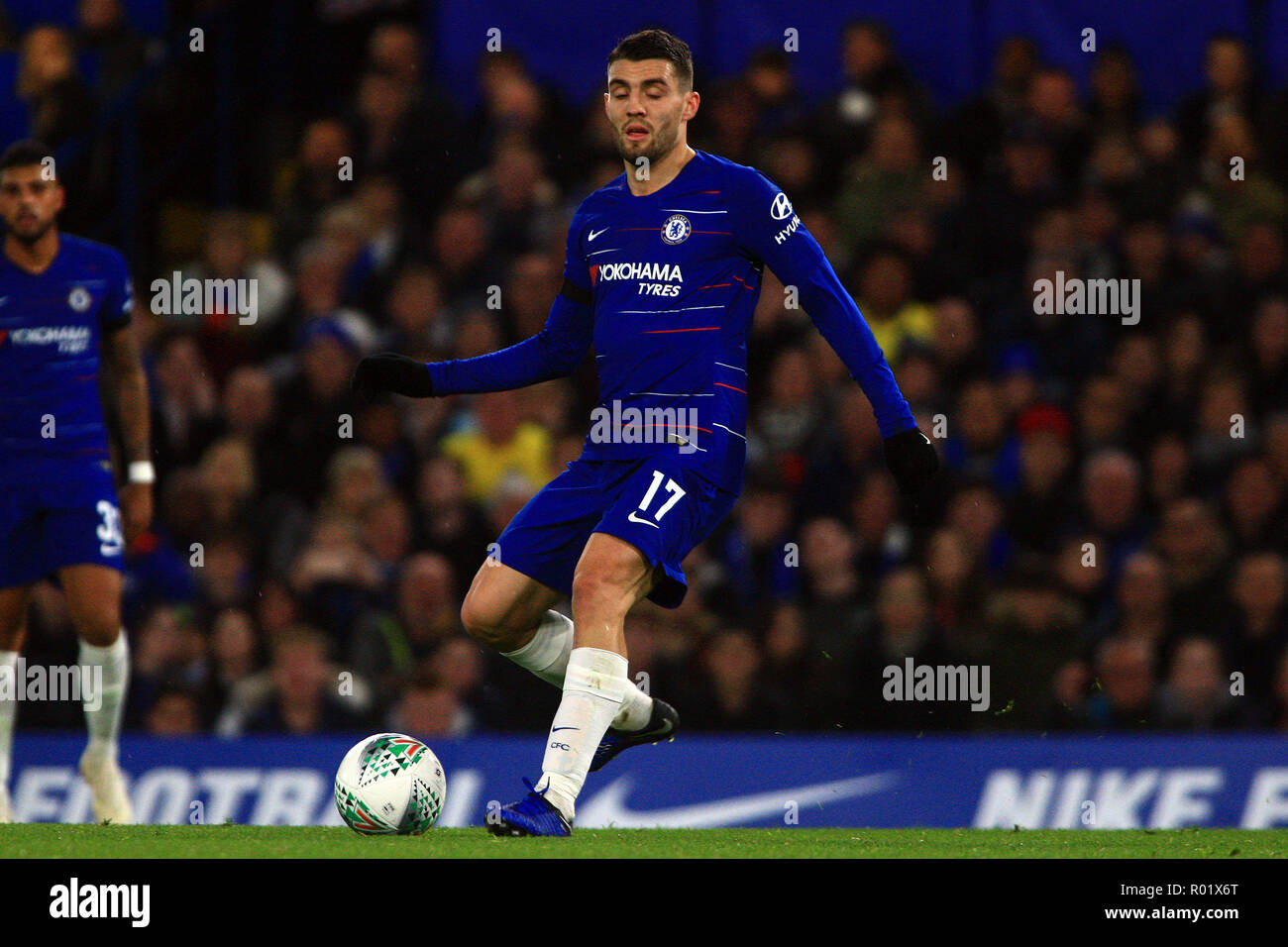 Mateo Kovacic of Chelsea in action. EFL Carabao Cup, round 4 match, Chelsea v Derby County at Stamford Bridge in London on Wednesday 31st October 2018.  this image may only be used for Editorial purposes. Editorial use only, license required for commercial use. No use in betting, games or a single club/league/player publications. pic by Steffan Bowen/ Andrew Orchard sports photography/Alamy Live news Stock Photo