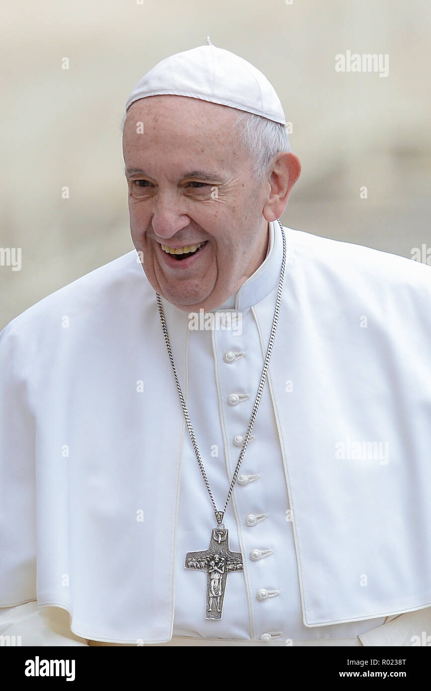 Vatican. 31st Oct, 2018. Pope Francis during his weekly general audience Wednesday in St. Peter's Square, at the Vatican on october 31, 2018 Credit: Sylvia Loking/Alamy Live News Stock Photo