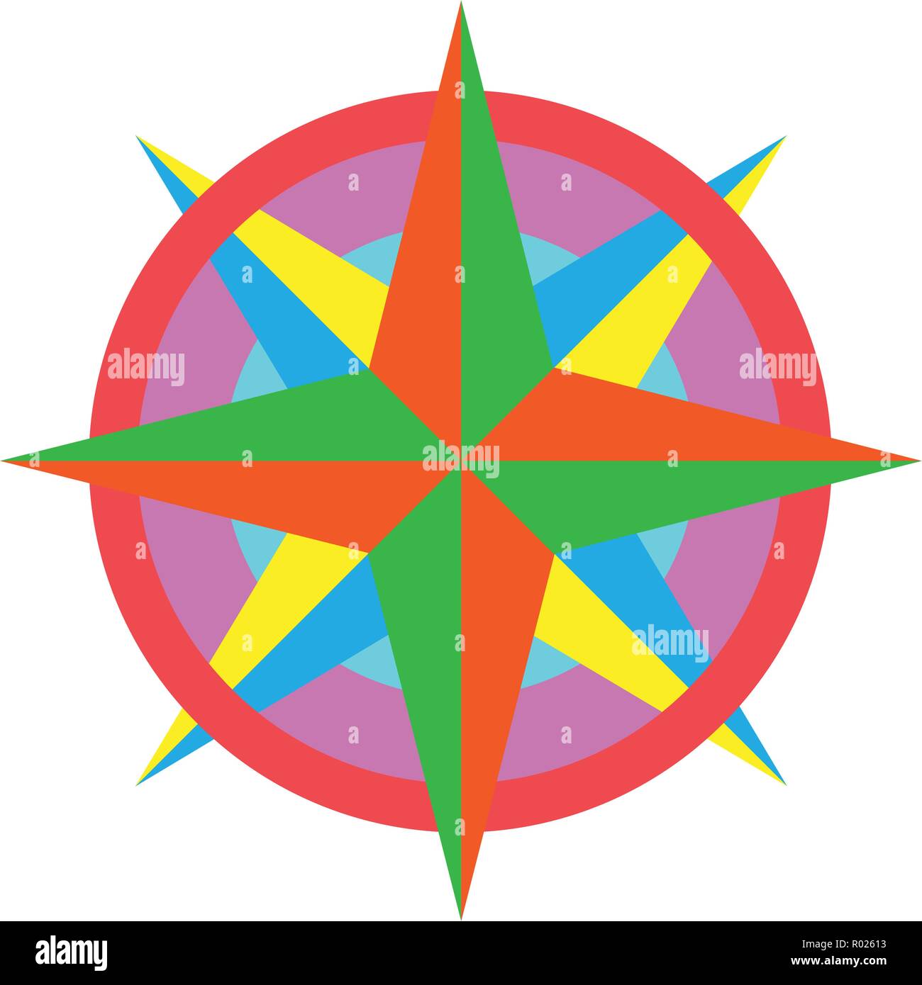 Colorful Wind Rose Vector Icon logo template Stock Vector