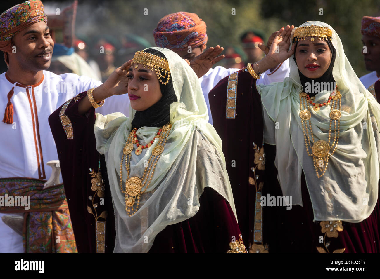 Traditional Bedouin dance at the wedding during a performance of the