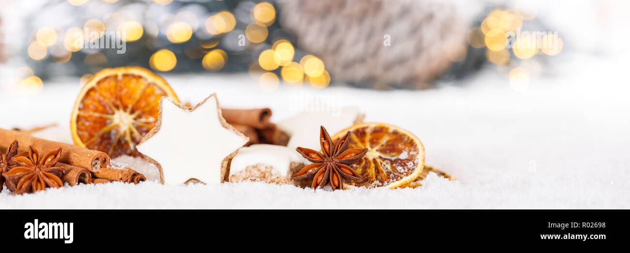 Christmas cookies cinnamon star spices banner copyspace copy space baking bakery decoration winter Stock Photo