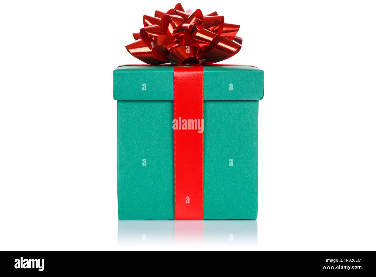 Christmas birthday gift present wedding dark green box isolated on a white background Stock Photo