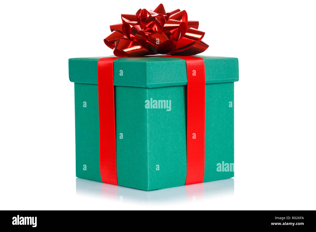 Gift present christmas birthday wedding wish dark green box isolated on a white background Stock Photo
