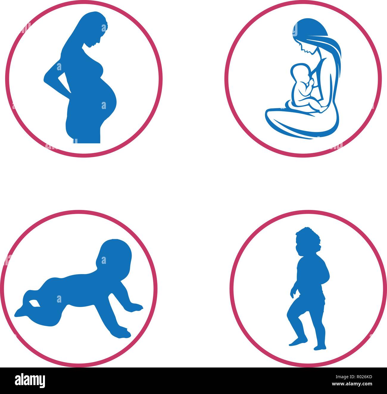 Baby evolution  from the womb to 24 months Stock Vector