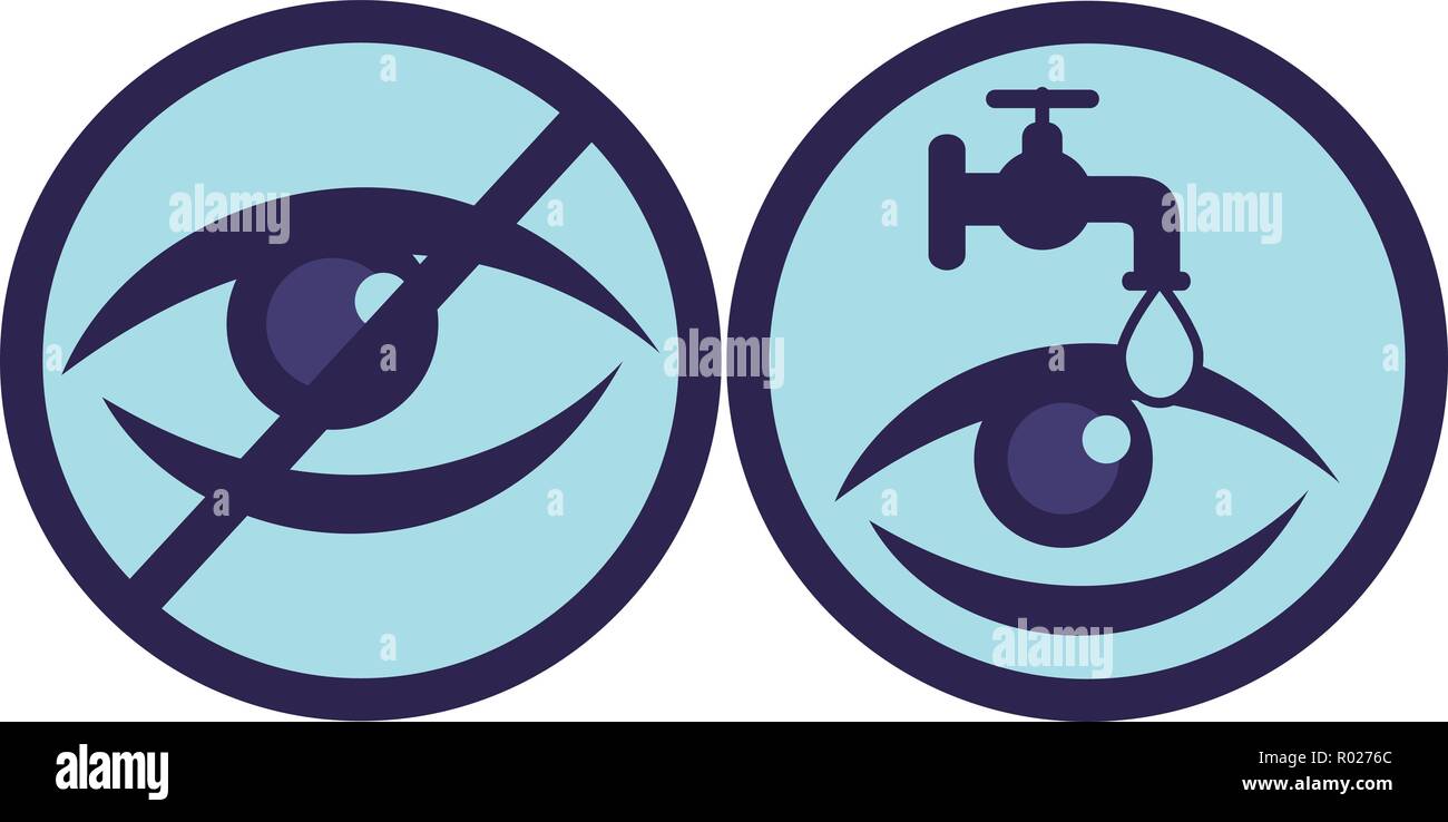 Stop watching sign and icon with eye and water drop Stock Vector