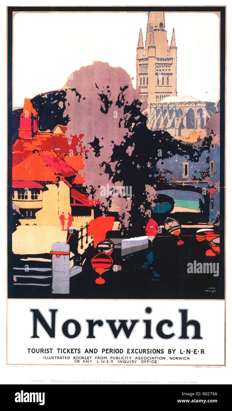Norwich, Norfolk - Vintage travel posters Stock Photo