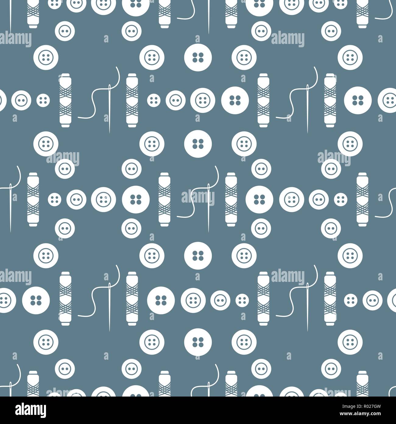 Seamless pattern with needles, buttons, threads. Sewing and needlework ...