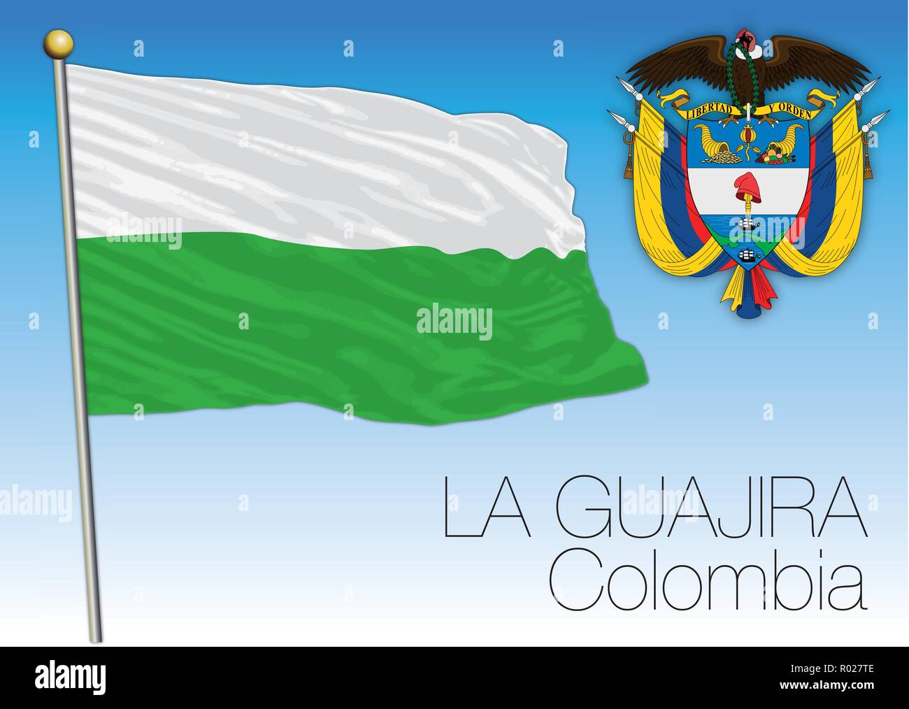 La Guajira regional flag, Republica de Colombia, vector illustration