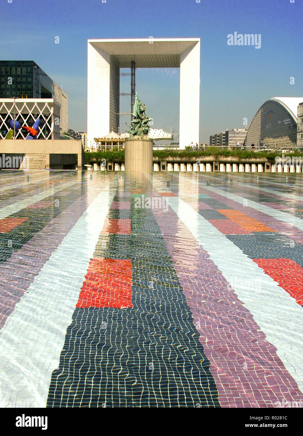 La Grande Arche and Fontaine Agam, La Défense, Paris Stock Photo