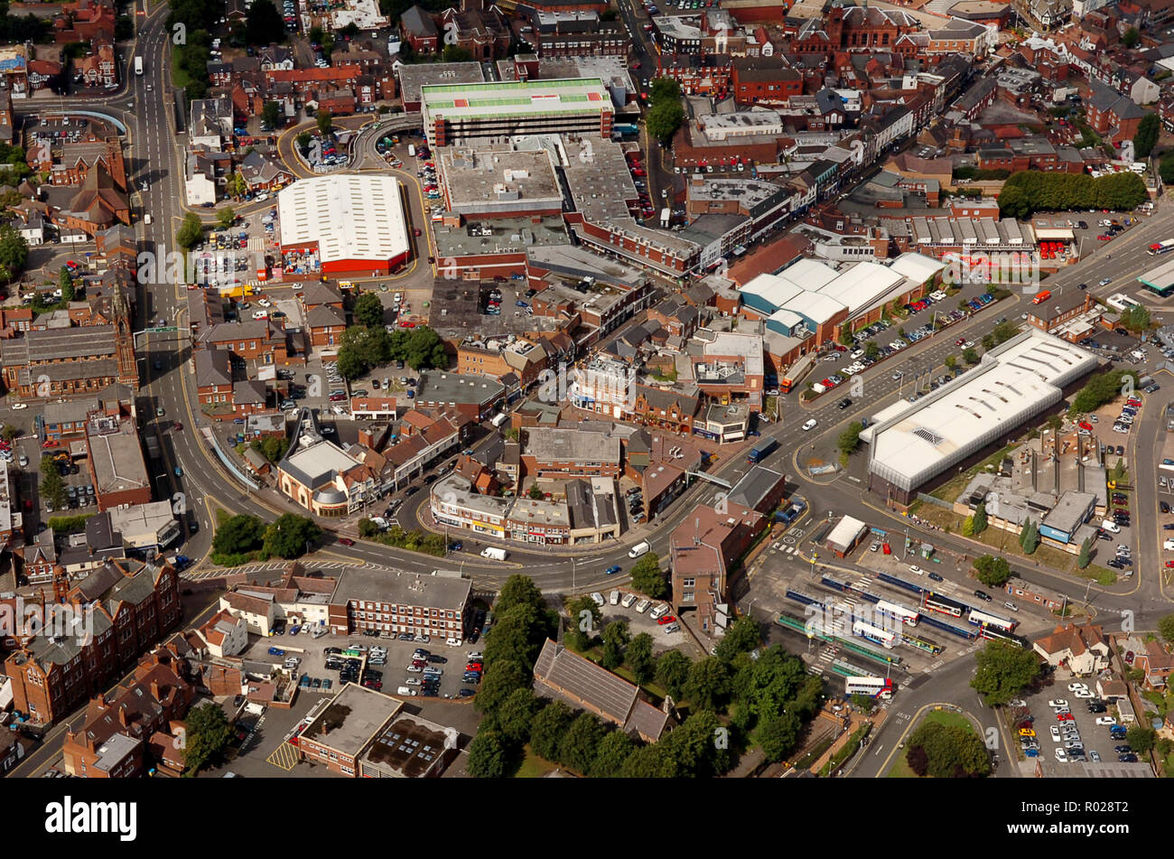 Aerial view of Stourbridge town centre in the West Midlands. Stock Photo