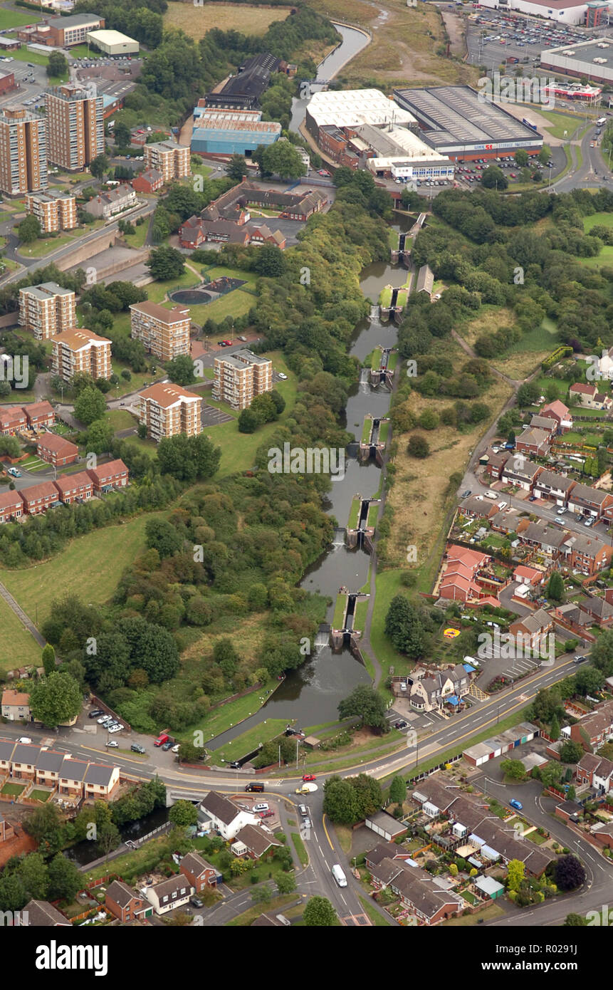 Aerial view of Brierley Hill flats and the Nine Locks Stock Photo Alamy