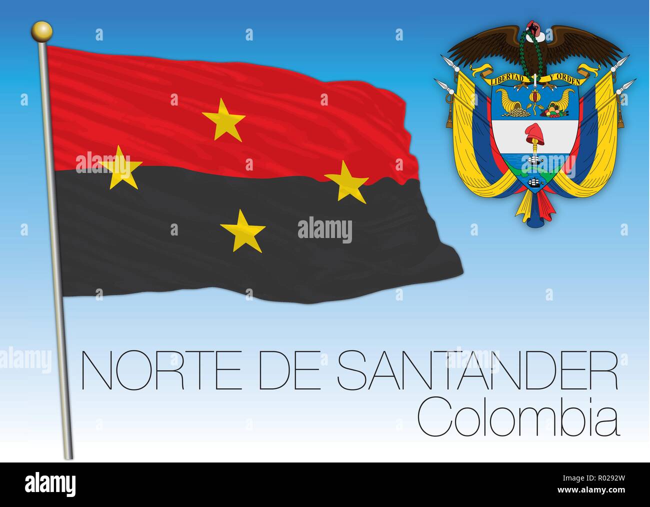 Nothe de Santander regional flag, Republica de Colombia, vector illustration Stock Vector
