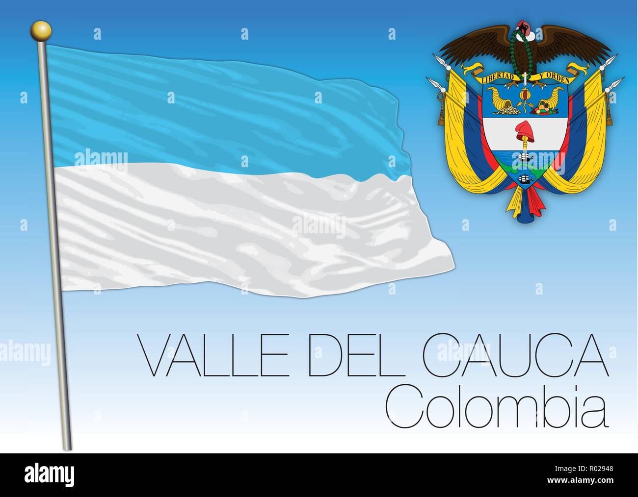 Valle del Cauca regional flag, Republica de Colombia, vector illustration Stock Vector