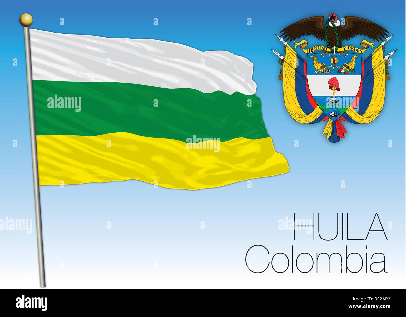 Huila regional flag, Republica de Colombia, vector illustration Stock Vector