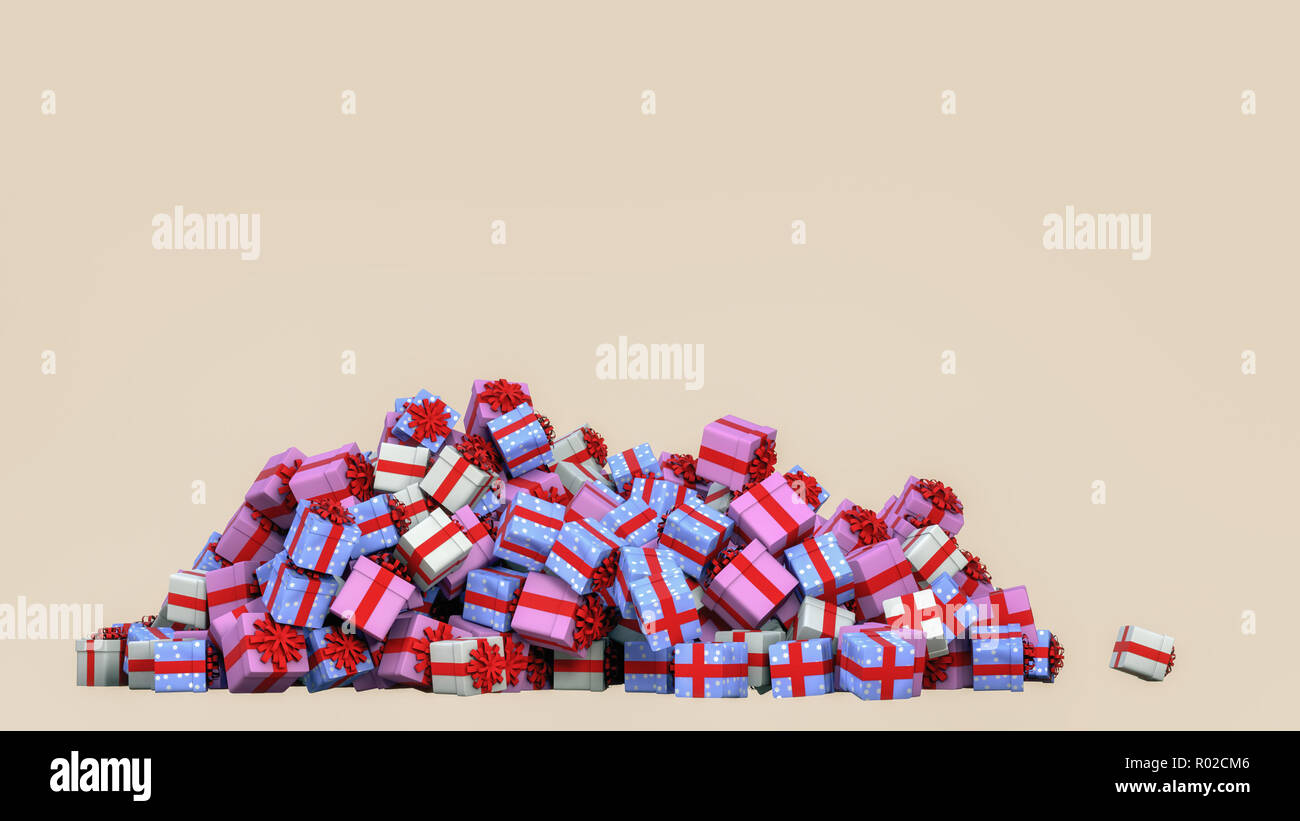 many colorful gift boxes on a pile (3d rendering Stock Photo - Alamy