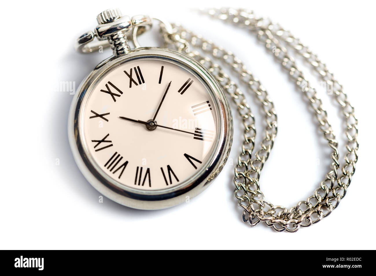 Retro styled pocket watch on the white background Stock Photo