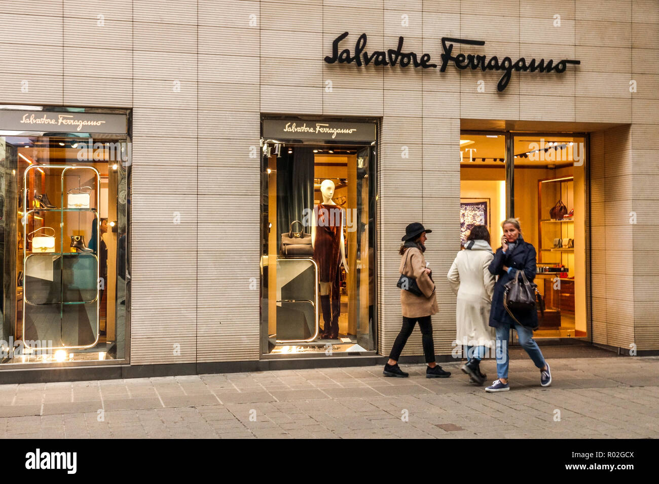 Vienna shopping, Salvatore Ferragamo store, Vienna Kohlmarkt Vienna Austria Stock Photo