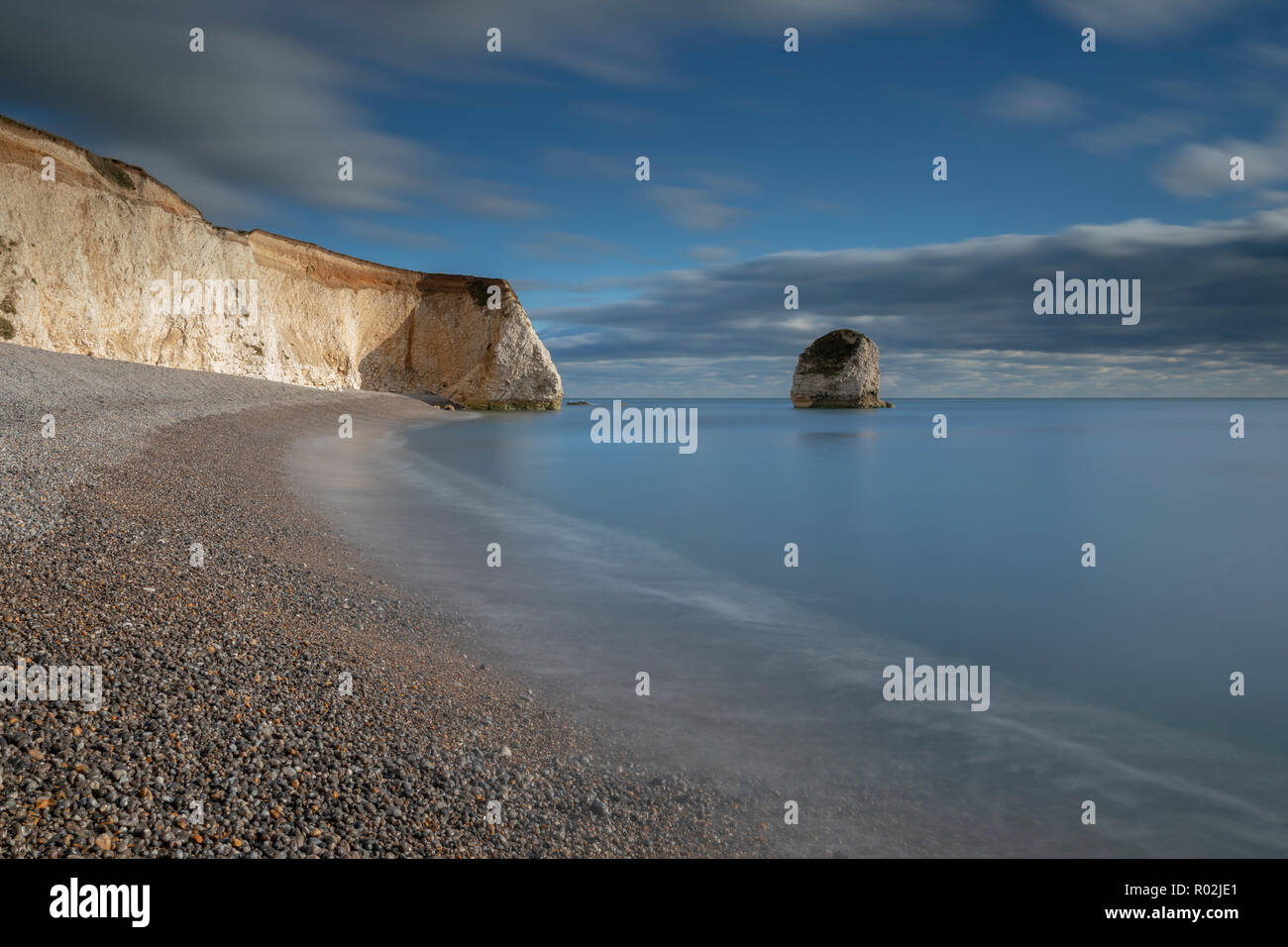 View of the pebbly beach at Freshwater Bay, Isle of Wight Stock Photo