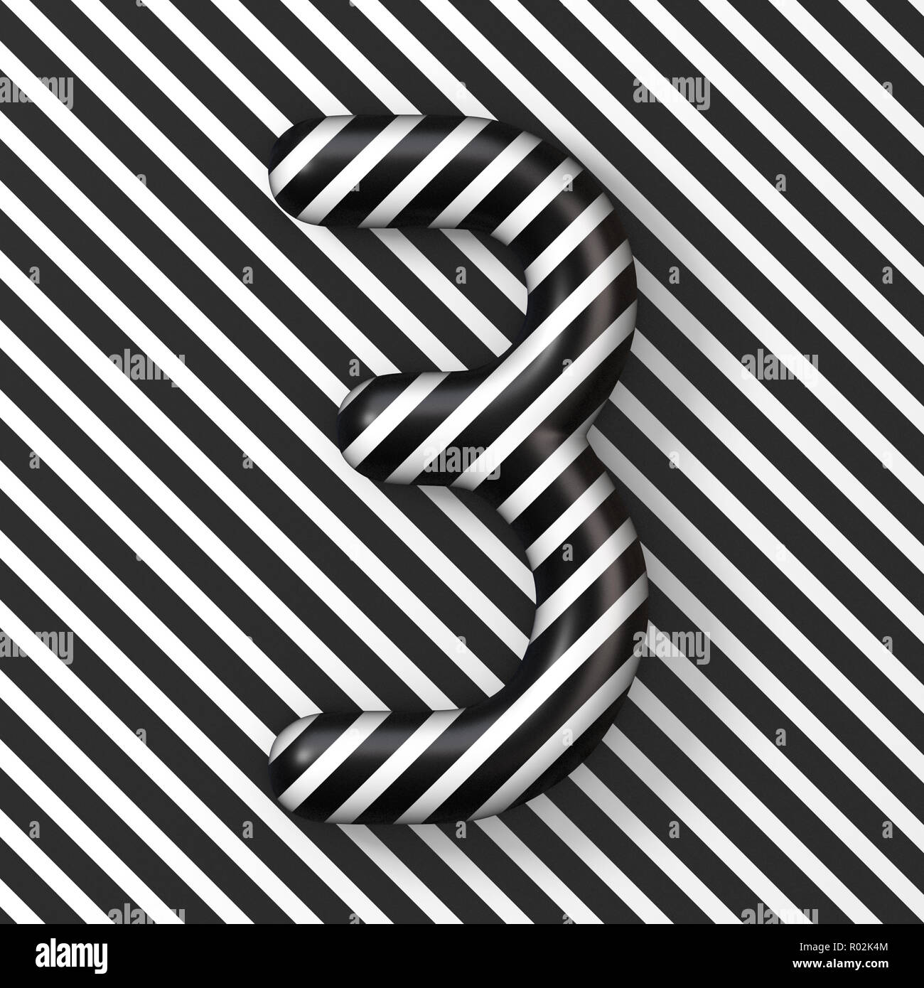 Black and white stripes Number 3 THREE 3D Stock Photo Alamy