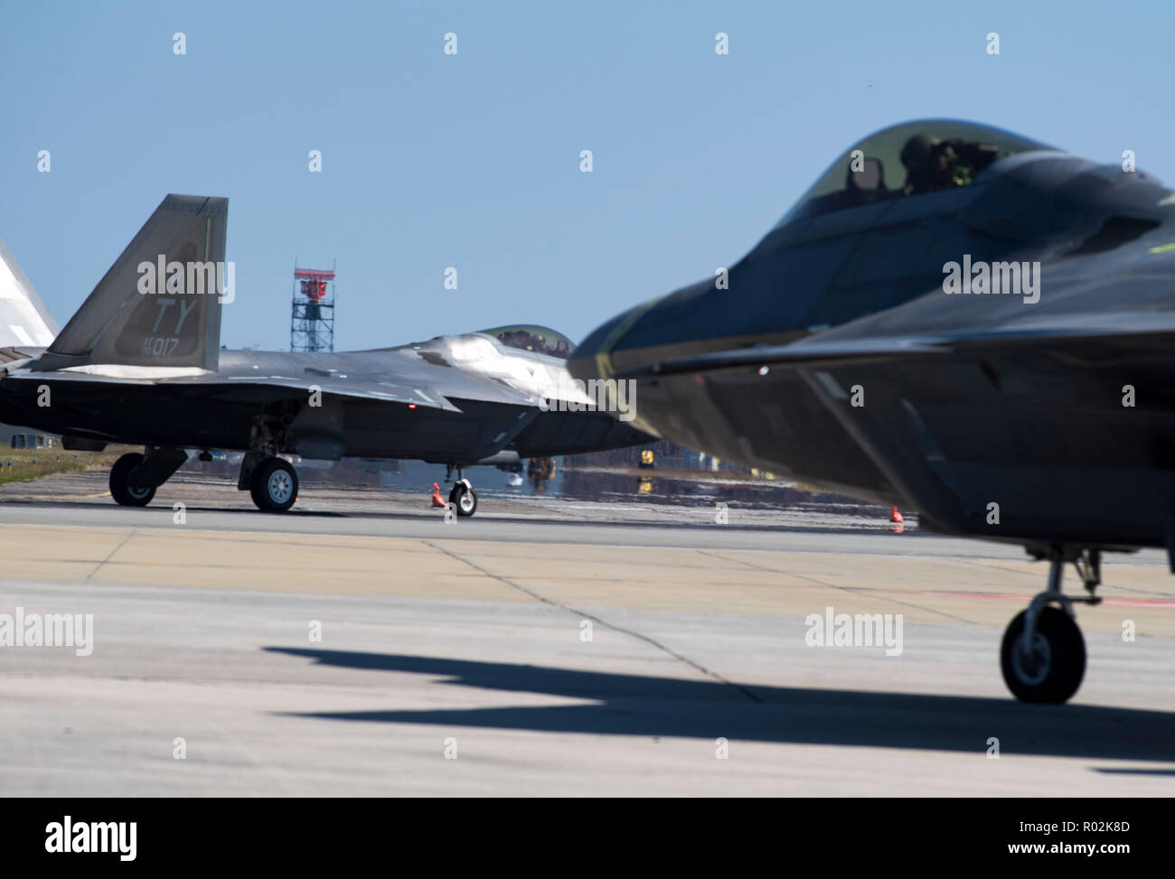 F 22 Raptor Fighter Aircraft Taxi Before Takeoff Tyndall Air Force Base Florida October 30 18