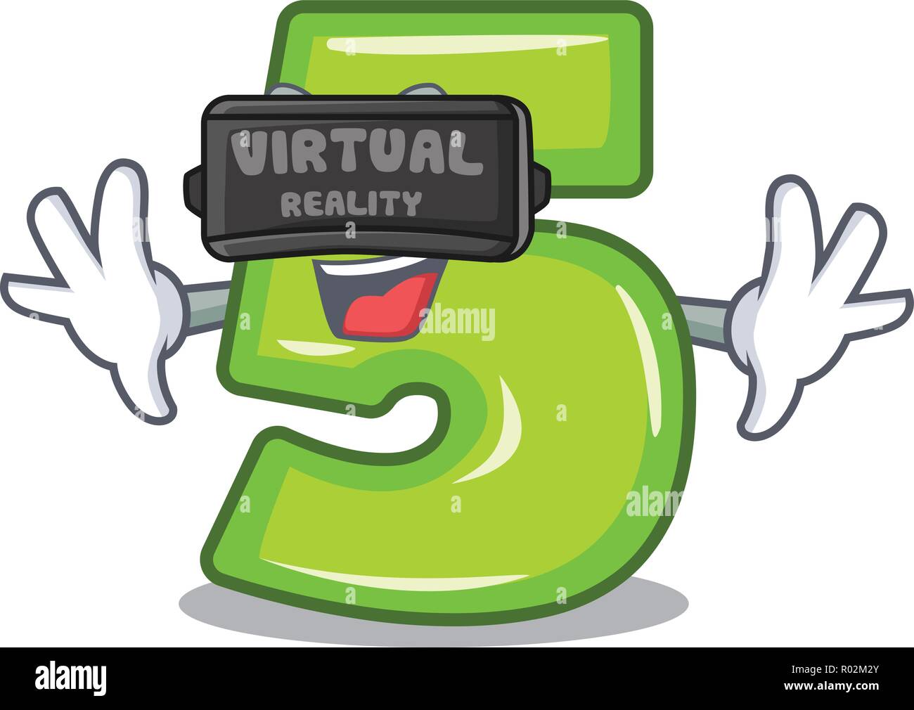 Virtual reality number five isolated on the mascot Stock Vector