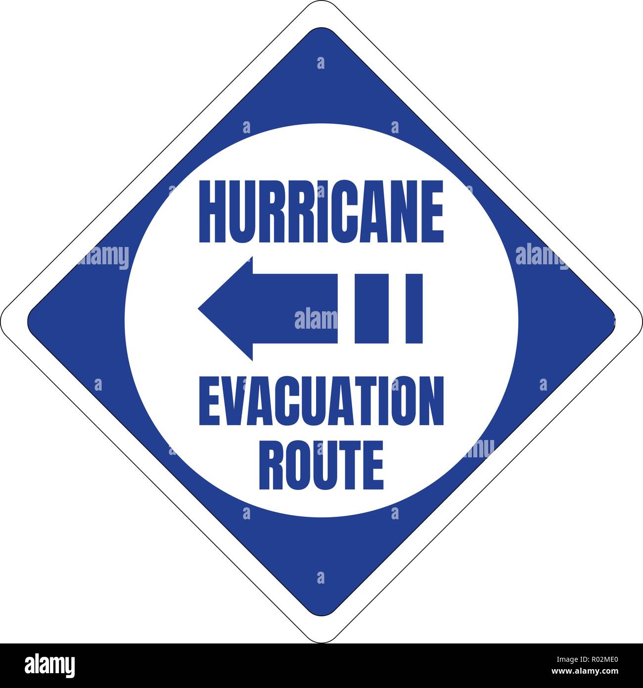 Hurricane Evacuation Route Road Sign Blue Square White Circle Stock ...