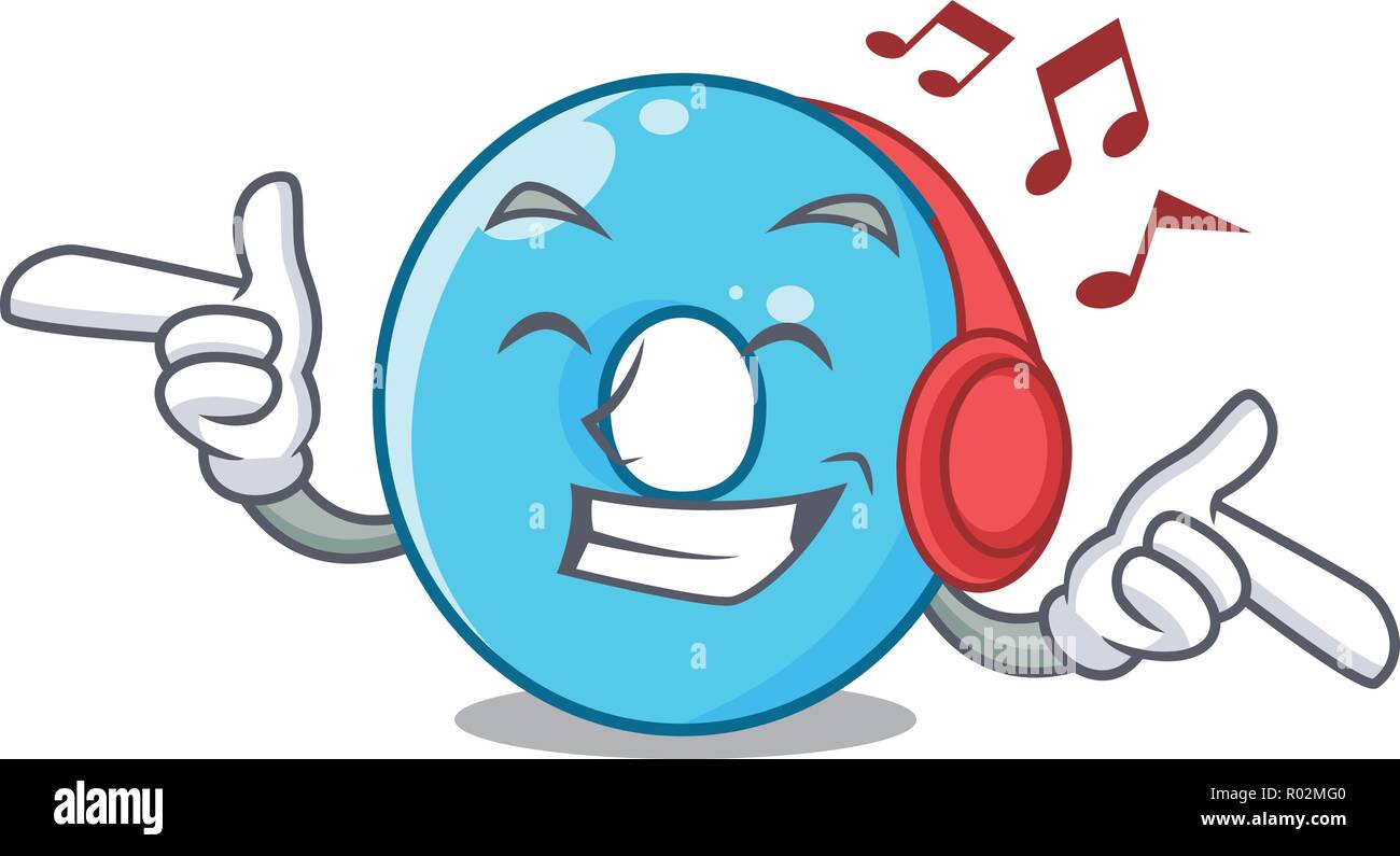 Listening music cartoon the number zero color blue Stock Vector Image ...