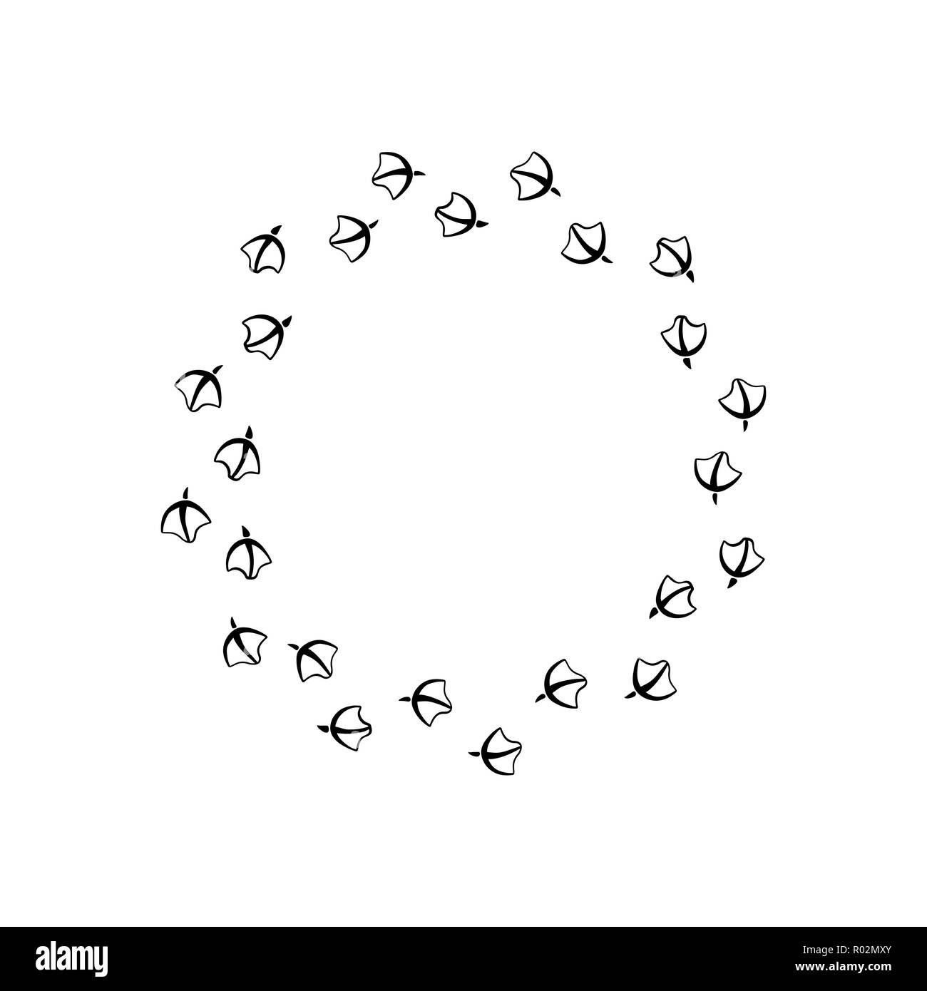 Duck foot prints. Vector illustration. Bird walkway. Stock Vector