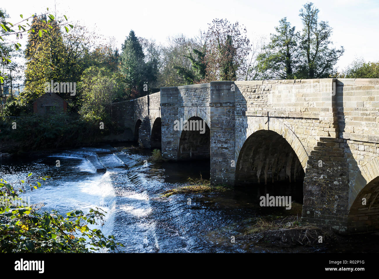 A bridge across Leintwardine in Wales Stock Photo