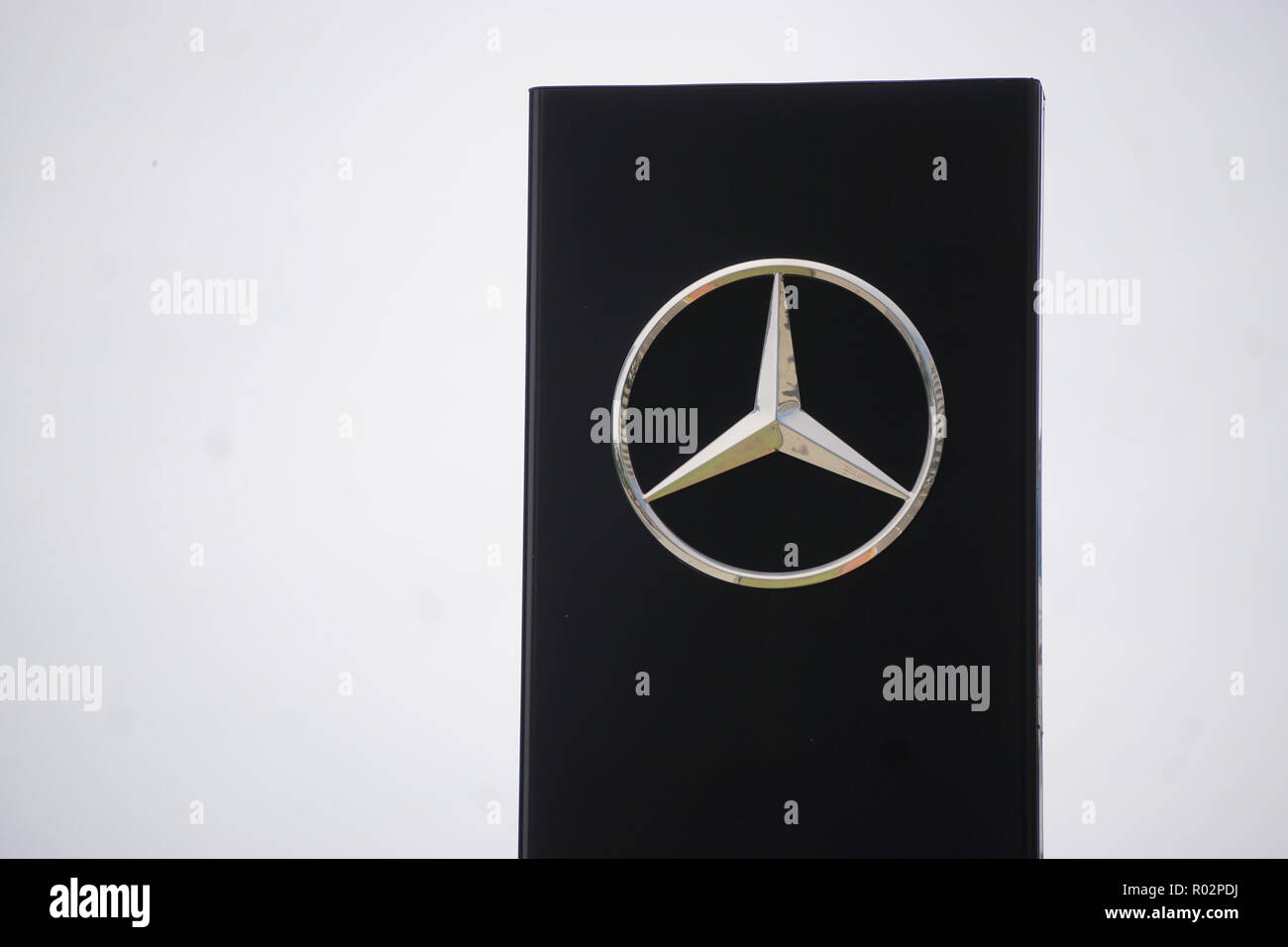 Kota Kinabalu Sabah Malaysia - Jul 3, 2018 :  Mercedes Benz logo at Kota Kinabalu showroom. Mercedes Benz a German automotive company is well known fo Stock Photo