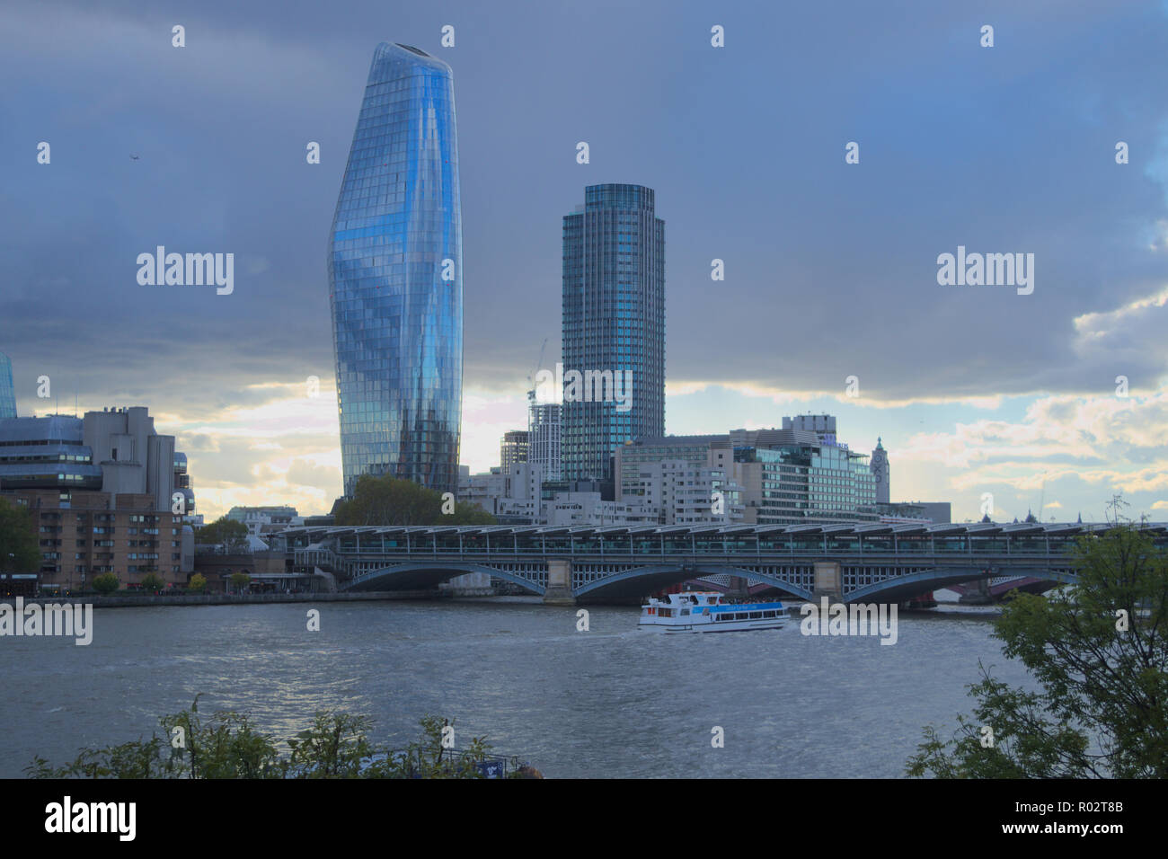 London bankside with modern skyscrappers Stock Photo