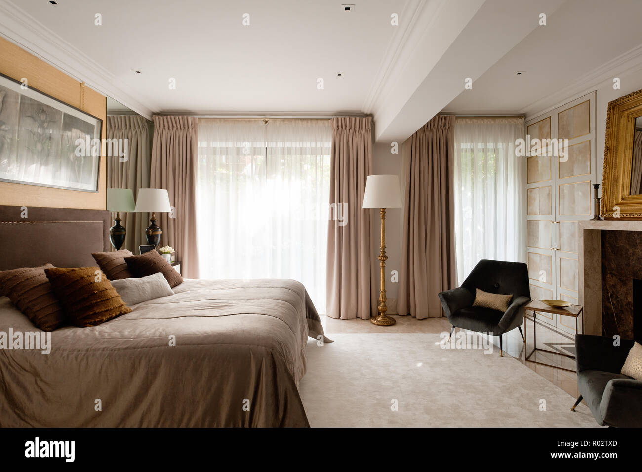 Brown Upholstered Headboard Stock Photos Brown Upholstered