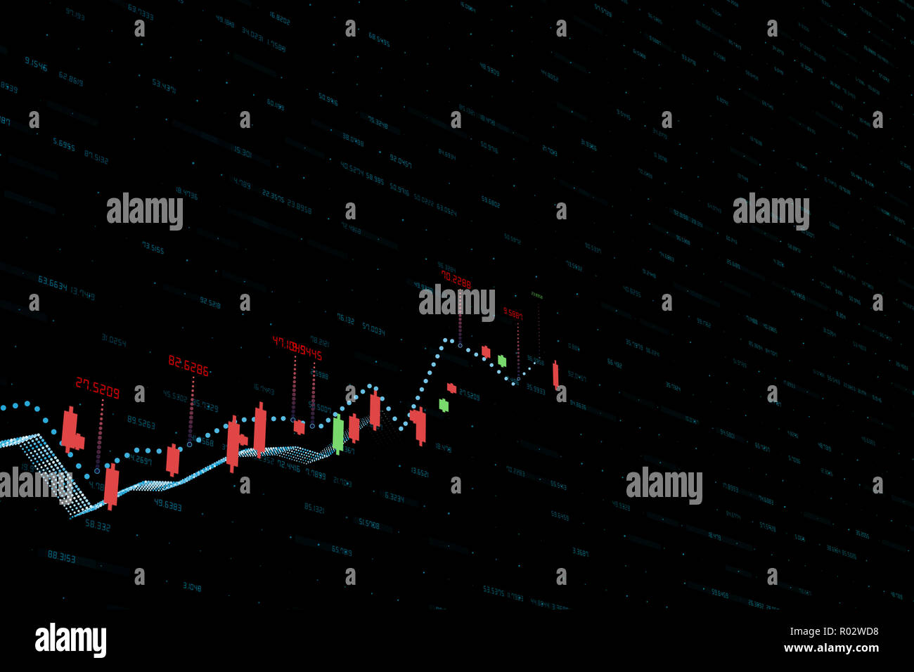 3d rendering, Stock chart with black background Stock Photo - Alamy