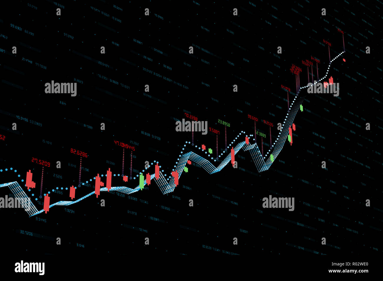 3d rendering, Stock chart with black background Stock Photo Alamy